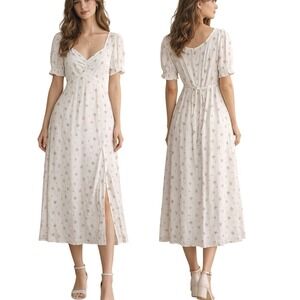 Mixed Threads Milkmaid Dress‎ Womens S White Dainty Floral Feminine Coquette